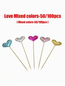 50/100 件闪闪发光的心形纸杯蛋糕装饰，蛋糕装饰插件，色彩鲜艳，非常适合婚礼、周年纪念、生日、派对、订婚和新娘送礼会，优雅的蛋糕装饰，营造气氛，创意心形、星星、皇冠、耳形设计，不同风格，不同场景，多种风格可供选择，必备品