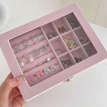 1pc,3 Compartments 5 Layers Velvet Jewelry Box Drawer Jewelry Storage Box,Necklace Earring Ring Jewelry Storage Box,Gift For Women And Girls Large Capacity Portable Jewelry Storage Box,Bathroom Storage Box,Desktop Storage Drawer Box,Stackable Storage Box Storage Rack Drawer Jewelry Box Ring Box Earring Storage Box Drawer Jewelry Storage Box,Three Layers Acrylic Flannel Jewelry Box