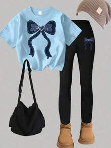 Bộ 2 món cho bé gái, kiểu dáng ngọt ngào và tươi tắn với nơ cài tóc - Trang phục trang trí, thoải mái và thân thiện với da, thích hợp mặc hàng ngày vào mùa xuân và mùa hè. - Nhiều màu - Xem 2