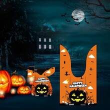 50 Pieces Halloween Rabbit Ear Snack Bag Halloween Rabbit Ear Candy Gift Bags Rabbit Goody Bags Halloween Bags Party Supplies - Pumpkin - View 3