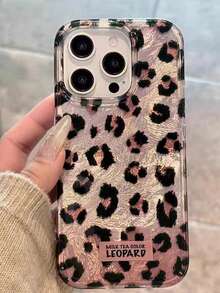 猎豹纹韩版 Ins 风格少女豹纹手机壳适用于 16 Pro/16、新款 15、14、13、12 和 11 Pro Max，小众奢华硅胶保护套 - 彩色 - 查看 1