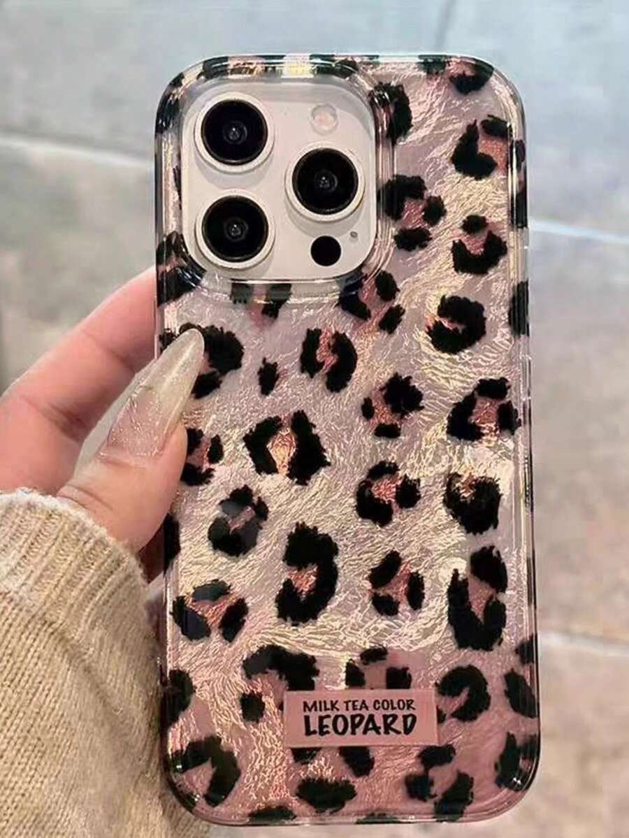 猎豹纹韩版 Ins 风格少女豹纹手机壳适用于 16 Pro/16、新款 15、14、13、12 和 11 Pro Max，小众奢华硅胶保护套 - 彩色 - 查看 1