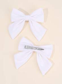2 Stücke einfarbige Haarbögen für Frauen und Mädchen, weiße Stoffbögen mit Alligatorklammern, elegante Haarbögen, einfache Bogenspangen, Frauenhaaraccessoires, flache Krallen-Clips, Haarspangen, Haarklammern