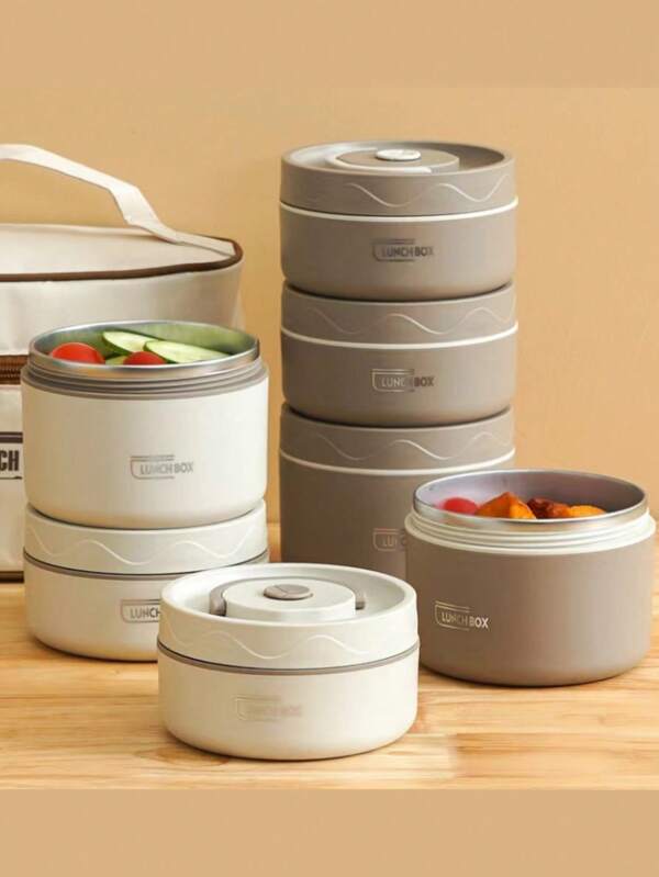 صندوق غداء عازل من الفولاذ المقاوم للصدأ، سطل معزول، صندوق غداء بنتو مزدوج الطبقة مغطى، يمكن استخدامه في الميكروويف