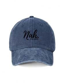 1pc English Printed Casual Baseball Cap, Washable & Adjustable, Fashion Breathable Sun Protection Hat, Suitable For Outdoor And Gift