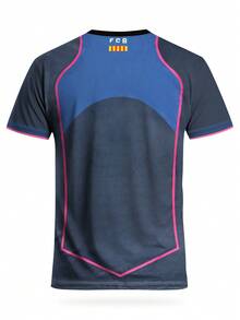 FC Barcelona Style Men's Soccer Sweatshirt & Crew Neck Comfortable Sports Top, Suitable For Soccer Match, Training, Casual Everyday Wear - Navy Blue - View 4