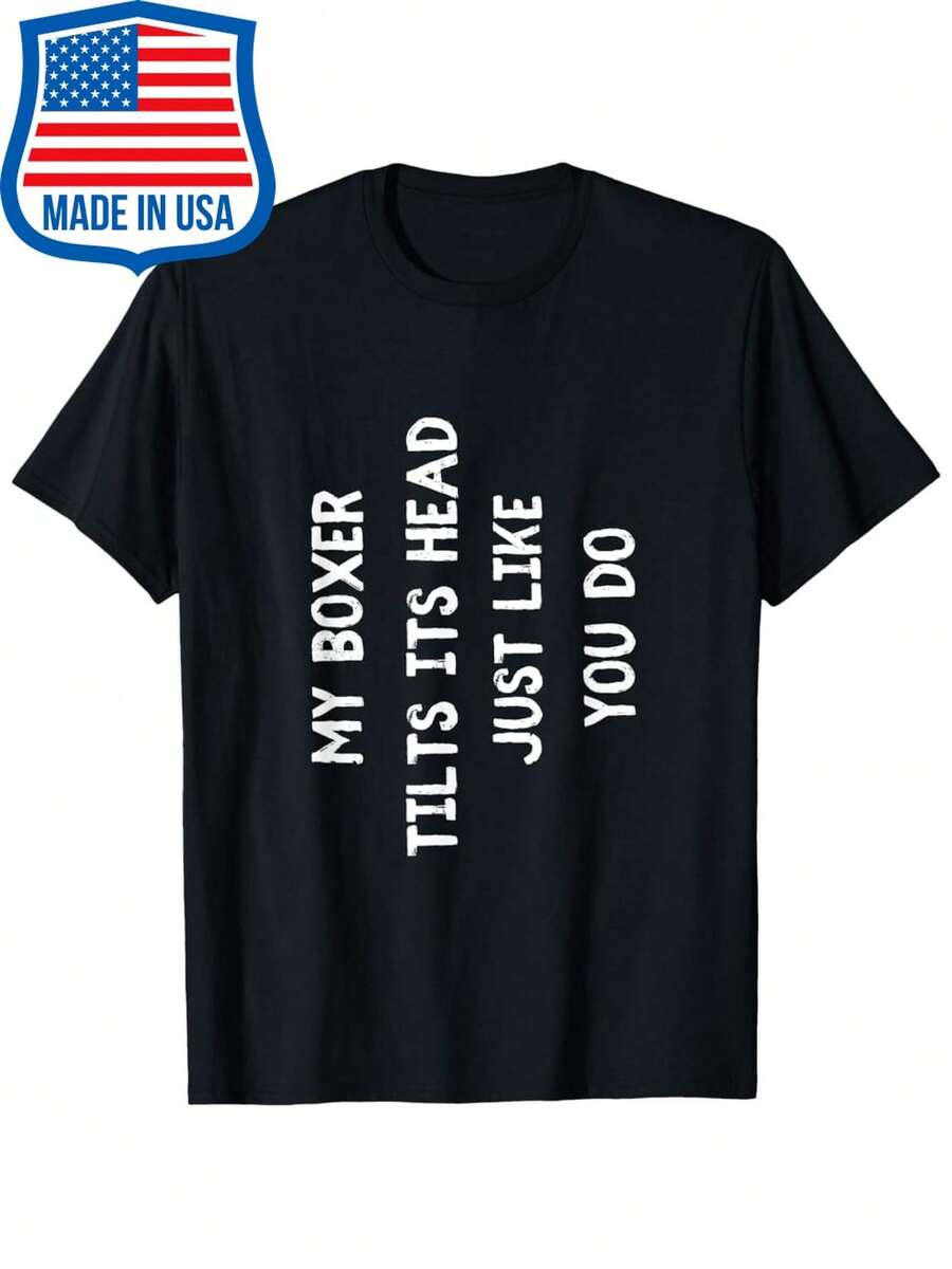 Boxer Funny Dog Lover Gift Cute Women Men Kids T Shirt - màu đen - Xem 1