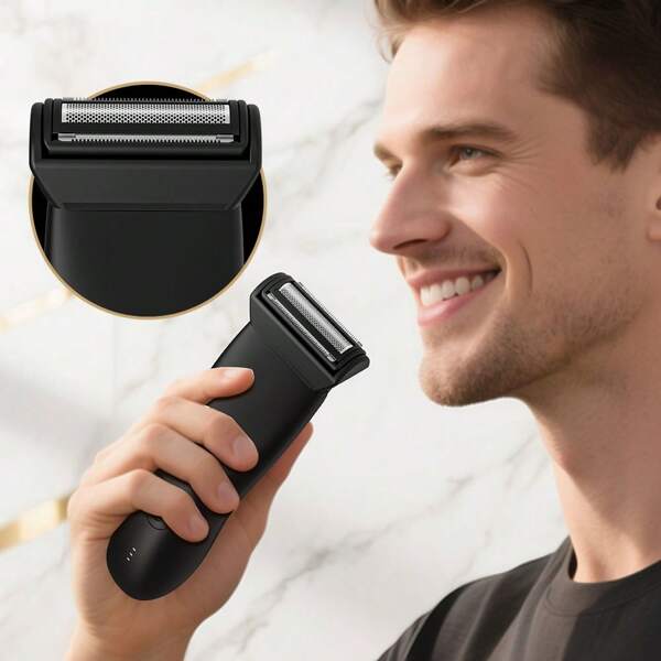CLIPCLEAN Men's Body Hair Trimmer - IPX6 Waterproof, Skin-Friendly Dual Stainless Steel & Ceramic Blades, Fast Charge (90Min Use) | Travel-Ready