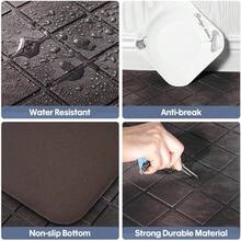 Cushioned Anti-Fatigue Floor Mats, Heavy Duty Non-Skid, 1/2 Inch Thick Ergonomic Comfort Foam, Brown, Home Decor - 棕色 - 查看 4