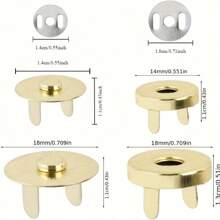 40 PEÇAS/PACOTE Fecho de Botão Magnético, Cores Variadas, Fechos de Pressão de Costura para Artesanato, Bolsas, Sacolas, Roupas, Couro, Material de Cobre, Força Magnética Super, Suprimentos de Arte e Artesanato 14mm+18mm