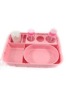 klimonla Multi-Functional Large Capacity Nail Art Organizer Tray, Can Hold Nail Brushes, Containers, Nail Tools - Pink - View 7