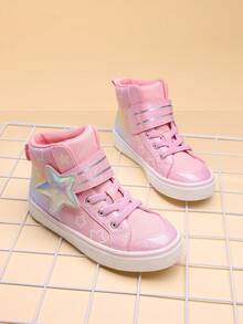 Girls' Sparkly High Top Sneakers – Shiny Hook & Loop Casual Walking Shoes For Toddler/Little Kid/Big Kid – Comfortable & Stylish - 粉色 - 查看 1