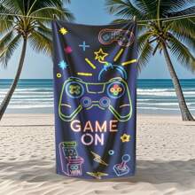 1pc Large Size Microfiber Game Console Pattern Design Beach Towel, Beach Towel, Soft And Comfortable, Holiday Gift, Vacation Must Have, Gift For Son Daughter