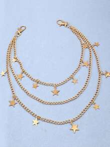 1 Stück Punk-Stil minimalistischer, vielseitiger Pentagramm-Anhänger mit Quaste, Mehrschicht-Taillenkette/Hosenträger, geeignet für den täglichen Gebrauch von Männern und als Streetstyle-Accessoire