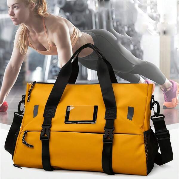 1 pièce Sac de sport pour femme, sac pour tapis de yoga avec compartiment pour chaussures, poches sèches et humides et support de tapis de yoga réglable