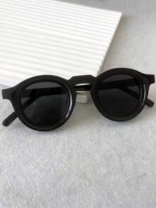 1 件时尚复古嘻哈小圆玳瑁男士眼镜小脸全框深色女士波西米亚风格户外休闲街拍眼镜