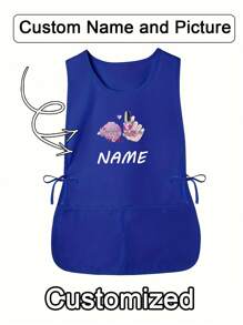 1 szt. Spersonalizowany nadruk, niestandardowy fartuch fryzjerski, spersonalizowany fartuch kuchenny, 2-kieszeniowy szybkoschnący fartuch domowy dla mężczyzn i kobiet, nowoczesny poliestrowy fartuch olejoodporny, szybkoschnący, jednolity kolor, do użytku w kuchni i domu