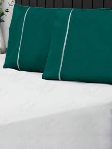 4 Pillowcases Pecal Flex- FP - Brown-emerald Green - View 4