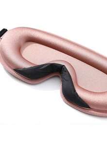 1PC Silk Sleep Mask For Women Men - Soft & Smooth Eye Cover For Travel, Night Rest, Relaxation, Blindfold Sleeping Aid, Blackout Shade For Deep Sleep - Pink - View 4