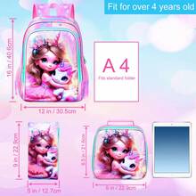 3PCS Unicorn Backpack For Girls, 16"Kids Bookbag With Lunch Box, School Bag For Elementary Preschool Toddler - Backpack - View 3