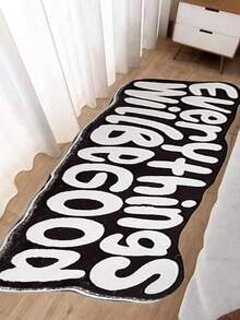 1 块人造羊毛不对称地毯，休闲个性化创意字母形地毯，柔软防滑地毯，适用于客厅、卧室、冬季装饰地毯，可机洗（手工测量，可能存在 1-3 厘米偏差） - 黑與白 - 查看 18