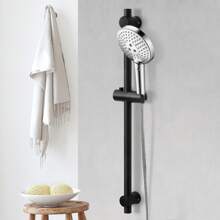 Adjustable 66CM Shower Riser Rail  Wall-Mounted Segmented Shower Head Holder For Bathroom - 黑色 - 查看 7