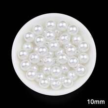 3-14mm ABS Faux Pearl Beads With Hole, Loose Round Craft Beads For Jewelry Making, DIY Handmade Needlework Faux Pearl Necklace Bracelet 8 Size White Beige