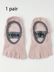 1 Pair Yoga Toe Socks For Women, Five Finger Socks For Indoor Fitness, Dancing, Workout, Non-Slip Grip, Shock Absorbent, Pilates Socks