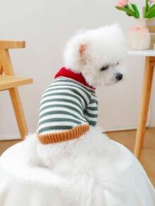1pc Pet Clothes, Soft & Comfortable Vintage Striped Sweater For Small/Medium Dogs & Cats - Multicolor - View 2