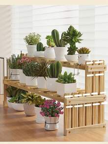 Estantería de madera de 2 niveles para exhibir flores y plantas. Carrito móvil para florería, utilizado para actividades de floristería al aire libre en tiendas y jardines. - Multicolor - Ver 8