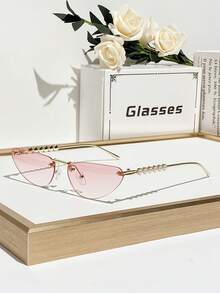 1 对女士渐变色金属猫眼塑料辣妹风格精致性感优雅简约时尚眼镜，适合日常、旅行、户外穿着