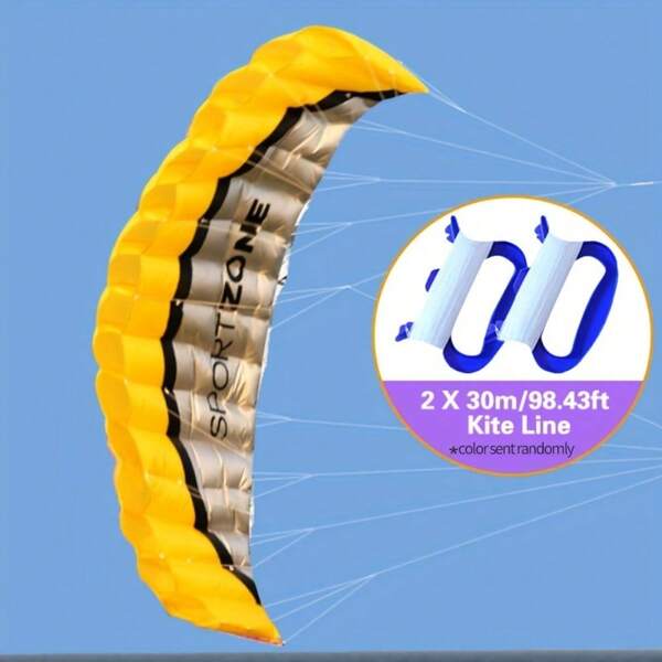 Local Shipping- Power Stunt Kite For Surf Training And Adult Sports Beach Fun 2.5m/98.43inch Soft Parachute Kite With String Handle,