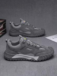 2024 stuks functionele sneakers in twee kleuren voor heren - grijs en zwart ademend mesh hardloopschoenen, slijtvaste antislip schokabsorberende zolen, geschikt voor fitness, buitensporten en veelzijdige sporten