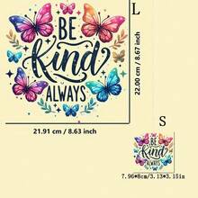 1 件/2 件/3 件“Always Be Kind”热转印贴纸 - 彩色蝴蝶和星星图案塑料熨烫贴片，适用于连帽衫、背包、牛仔裤、帆布包、枕头 - DIY 定制、服装个性化、家居装饰、励志语录贴纸，易于粘贴 - 彩色 - 查看 3