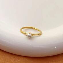 1 件简约金色四爪优质养殖珍珠戒指，适合日常佩戴和送礼 - 金色 - 查看 9