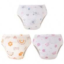 5pcs/Set Toddler Potty Training Pants - Washable, Leak-Proof Diaper Covers With Fun Space & Beautiful Prints, Breathable Fabric For Boys & Girls, Multi-Layer Protection, Suitable For 3 Months To 5 Years Old Children, Night & Daytime Underwear, Multi-Layer Design, Potty Training Underwear - (With Edging Anti-Leak) - Multicolor - View 61