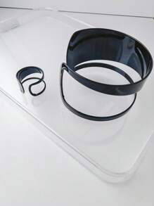 1 Set Minimalist Versatile Geometric Hollow Line Bracelet & Ring Jewelry Set, Best Gift For Vacation