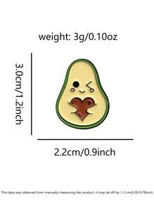 1pc Cartoon Fruit Avocado Metal Brooch, Cute Pin Badge For Friends, Suitable For Men And Women Daily Wearing