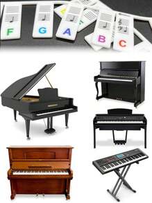 1 Pieza Guía de notas de piano de silicona reutilizable para principiantes, fácil de instalar y quitar, etiquetas de notas del teclado de piano de tamaño completo de 61/88 teclas, sin necesidad de pegatinas, insonorizado, para pulgar de Kalimba, diapasón