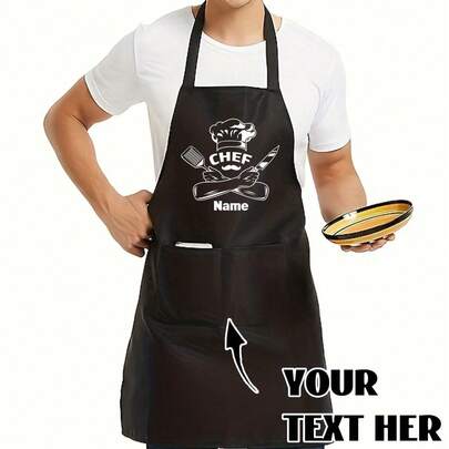 Customized Black Kitchen Cooking Apron, Modern Polyester Oil-Proof Apron, Black Kitchen Apron, Polyester Apron For Garden, Kitchen And Housework Perfe,Home & Living,Haunt Your Home,Souvenirs,Reusable,Adorable,High-Quality ,Server Apron