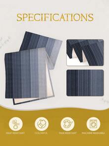 1pc Minimalist Striped Gradient Style Table Runner, Modern Living Room Dining Tablecloth Mat, Dry Cleanable, Washable, Suitable For Kitchen Dining Table Party Wedding Decoration Vintage Style, Suitable For Entryway, Family Gathering, Coffee Table, Living Room, Microwave Dust Cover - Blue - View 8