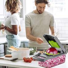 1 PIEZA Cortador de verduras multifuncional de 16 en 1, Picador de cebolla profesional, Manija picadora de cebolla, Rallador de alimentos, Picadora de alimentos de cocina, Corta verduras, cebollas, patatas, frutas con contenedor, Zanahoria y ajo con contenedor, Utensilios de cocina