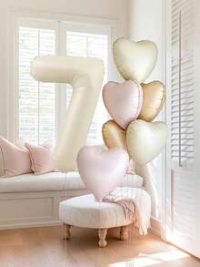8 个 18 英寸奶油白色、焦糖色、粉色铝箔数字气球，18 英寸粉色、奶油白色、焦糖色、咖啡色心形气球，40 英寸 0-9 氦气数字气球，适用于生日派对、1 岁生日装饰 - 多 - 查看 25