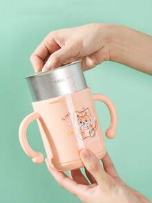 Copo de Leite Infantil Personalizado com Escala, Copo de Leite Antigotas em Aço Inoxidável para Bebê, Copo para Beber Direto, Copo com Canudo - Uma xícara infantil - Visão 9