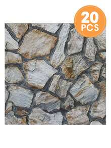 10/20pcs 3D PVC Faux Stone Peel And Stick Wall Panels, Waterproof Wall Stickers, Kitchen Backsplash, Bathroom Waterproof Wall Panels, Marble Style, Farmhouse Walls, Fireplace, Wall Decor - Multicolor - View 11