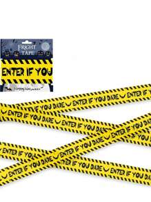 1pc-Mini Warning Tape Halloween Party Supplies Decoration Halloween Warning Line Layout Skull Warning Tape Disposable Warning Tape Suitable For Halloween Parties Zombie Parties Mysterious Murderers Equivalent 600cm * 8cm