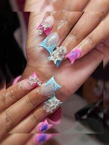 Bộ 110 phụ kiện trang trí móng tay tông bạc, phụ kiện trang trí hình ngôi sao sáng bóng, phụ kiện trang trí móng tay bằng kim loại theo chủ đề thánh giá và hành tinh đính đá, phụ kiện trang trí móng tay 3D Y2K, phụ kiện làm móng, đá quý làm móng - Nhiều màu - Xem 3