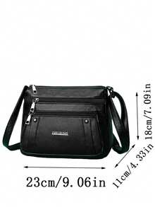 New Multi-Functional Middle-Aged Women's Handbag, Mother Bag, Mother-In-Law Bag, Soft Leather Feel Shoulder & Crossbody Bag - Black - View 2