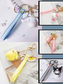 Sanrio حلقة مفاتيح مصنوعة من الحشو الناعم بشكل ساتيريو هيلو كيتي، حلقة مفاتيح جذابة، حلقة مفاتيح من سلسلة سيارات التصادم، حلقة مفاتيح من سلسلة طائرات كيوت، قلادة كورومي للحقيبة الظهر، تميمة دمية سينامورول للحقيبة، قلادة أنمي بوبوم بورين الأنيقة، هدية صغيرة كيوت، قلادة أنمي عصرية، مناسبة لمفاتيح السيارة وتميمات الحقائب المختلفة، هدية رائعة للعائلة والأصدقاء