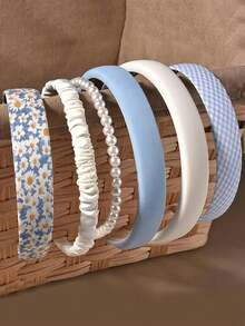 1/2/4/6件装复古山茶花发箍，法式海绵高冠发箍，多功能，适合外出和洗脸（随机标签），女士发箍发饰头饰 - 彩色 - 查看 10